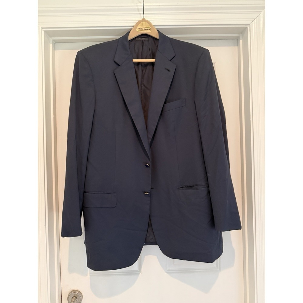 Brioni Parlamento 46L‎ Navy Wool Blazer Sport Coat Made in Italy Enamel Buttons